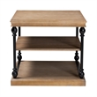Pemberly Row Graywashed Wood and Black Metal 3-Tier End Table