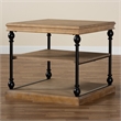 Pemberly Row Graywashed Wood and Black Metal 3-Tier End Table
