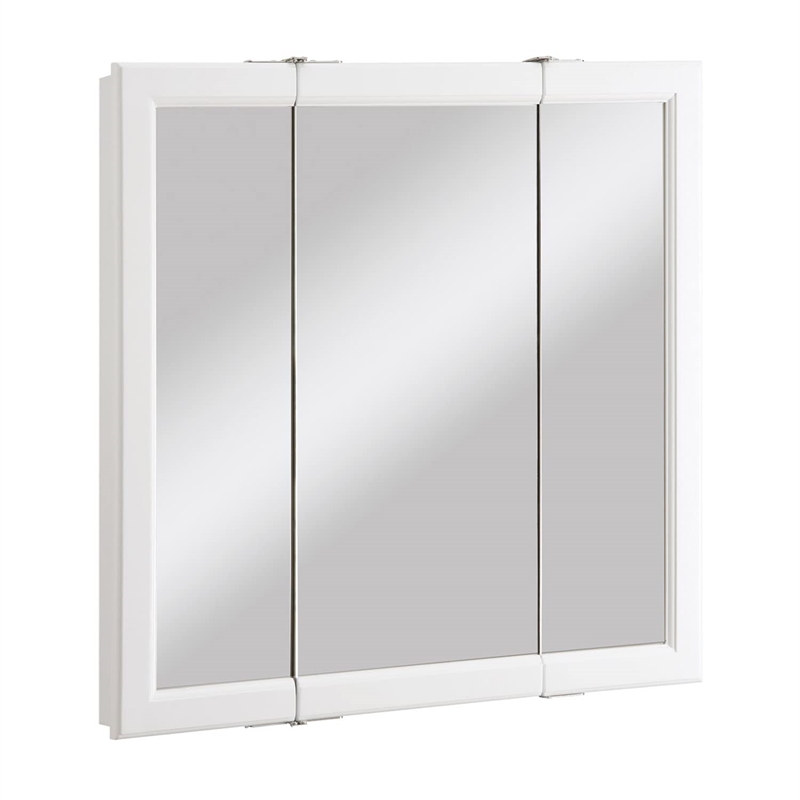 Pemberly Row Contemporary Wood Medicine Cabinet in White 30-Inch