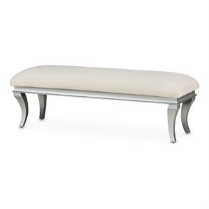 pemberly row contemporary faux-fur bed bench - platinum silver