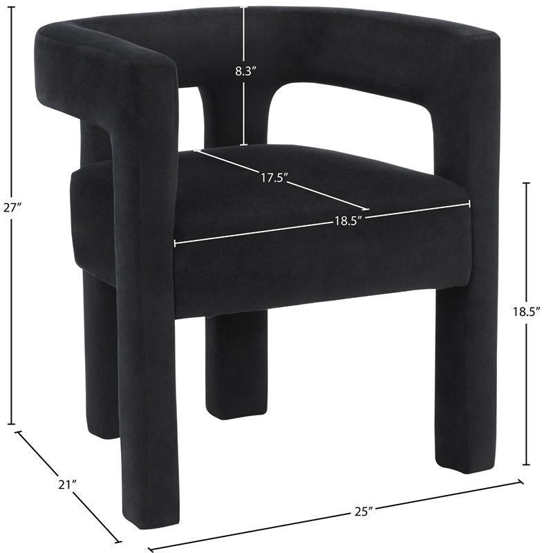Pemberly Row Modern / Contemporary Black Velvet Dining Chair