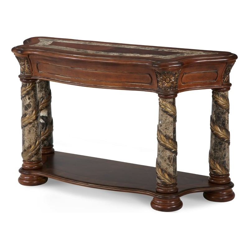 Pemberly Row Contemporary Wood Sofa Table - Classic Chestnut