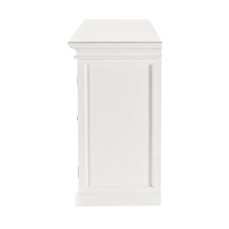 Pemberly Row Mahogany Wood Buffet with 6 Glass Doors in White