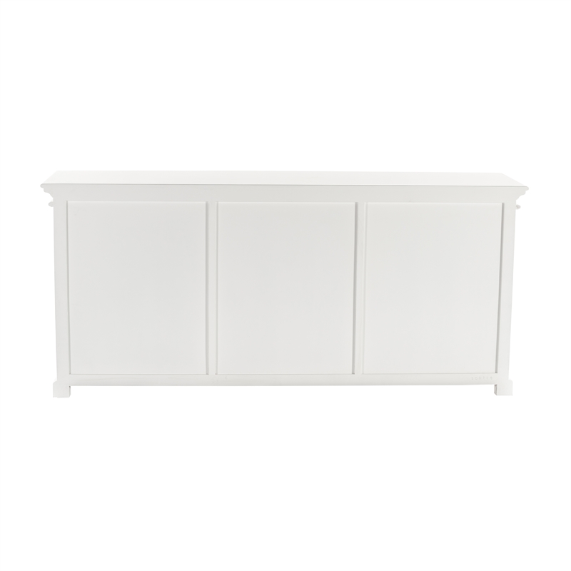 Pemberly Row Mahogany Wood Buffet with 6 Glass Doors in White