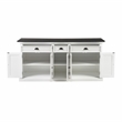 Pemberly Row Mahogany Wood Buffet with 5 Doors 3 Drawers in White