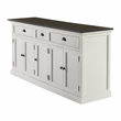 Pemberly Row Mahogany Wood Buffet with 5 Doors 3 Drawers in White