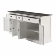 Pemberly Row Mahogany Wood Buffet with 5 Doors 3 Drawers in White