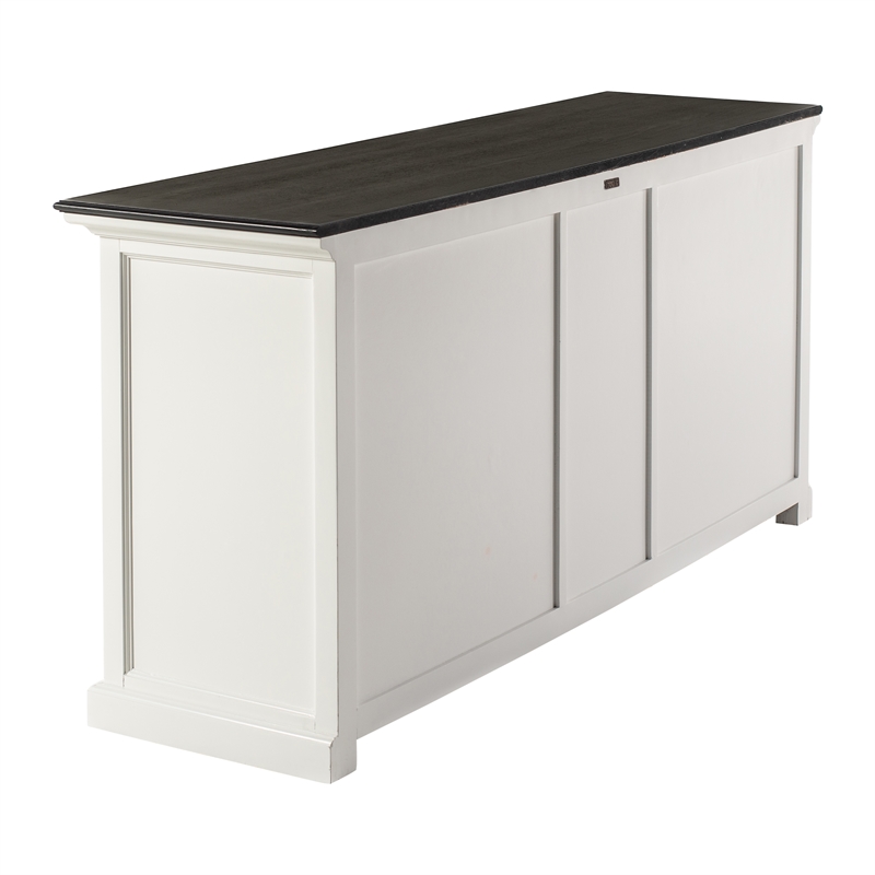 Pemberly Row Mahogany Wood Buffet with 5 Doors 3 Drawers in White