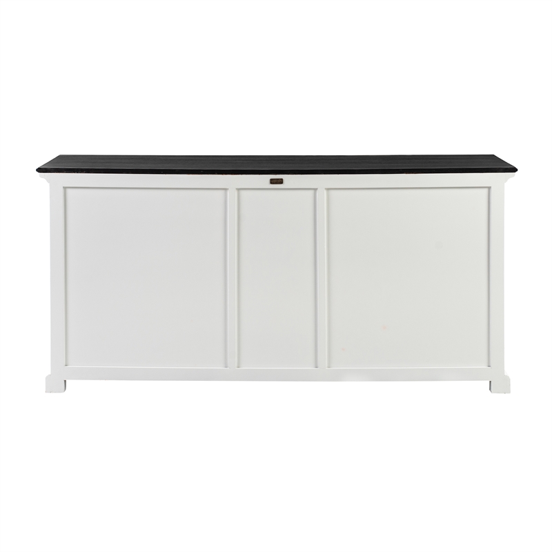 Pemberly Row Mahogany Wood Buffet with 5 Doors 3 Drawers in White