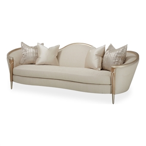 Pemberly Row Contemporary Transitional Sofa - Pearl / Caramel