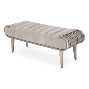 pemberly row modern / contemporary velvet accent bench - cement gray