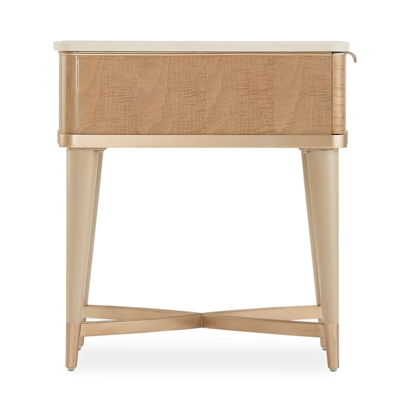 Pemberly Row Modern Wood & Marble End Table - Blush/Chardonnay
