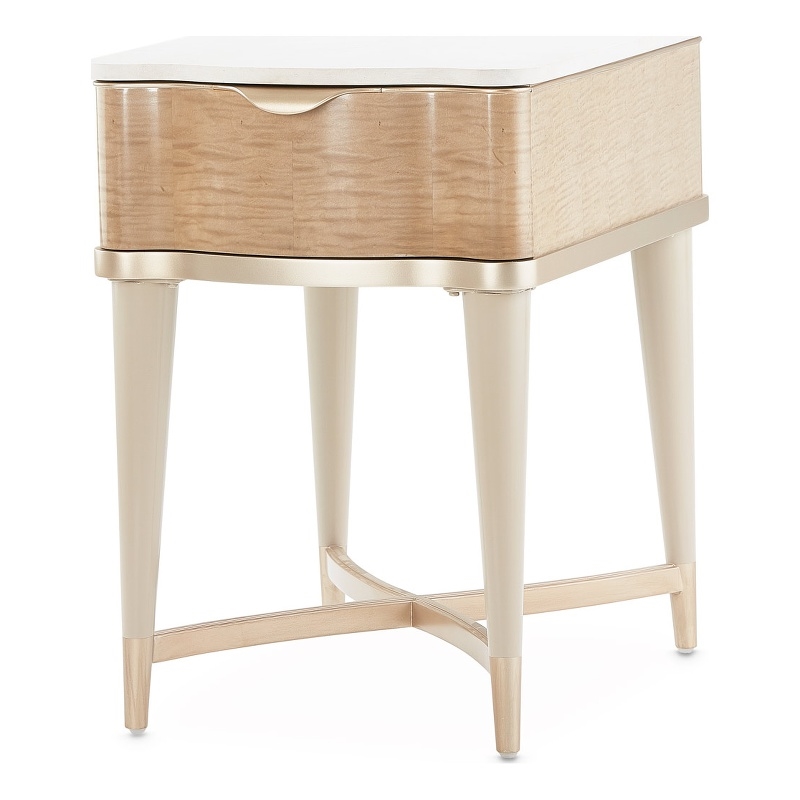 Pemberly Row Modern Wood & Marble End Table - Blush/Chardonnay