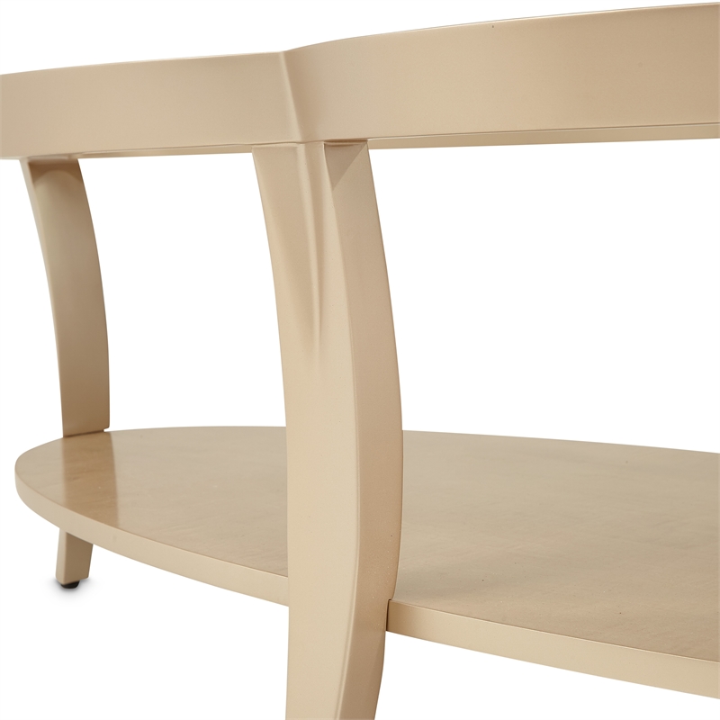 Pemberly Row Modern / Contemporary Glass Cocktail Table - Chardonnay