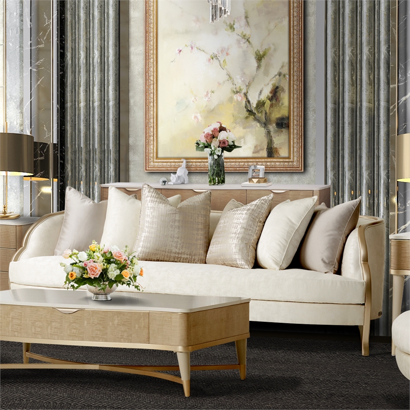 Pemberly Row Modern / Contemporary Sofa - Cloud White/Chardonnay
