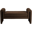 Pemberly Row Contemporary Transitional Brown Finish Velvet Bench