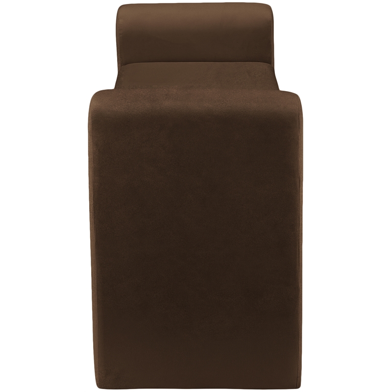 Pemberly Row Contemporary Transitional Brown Finish Velvet Bench