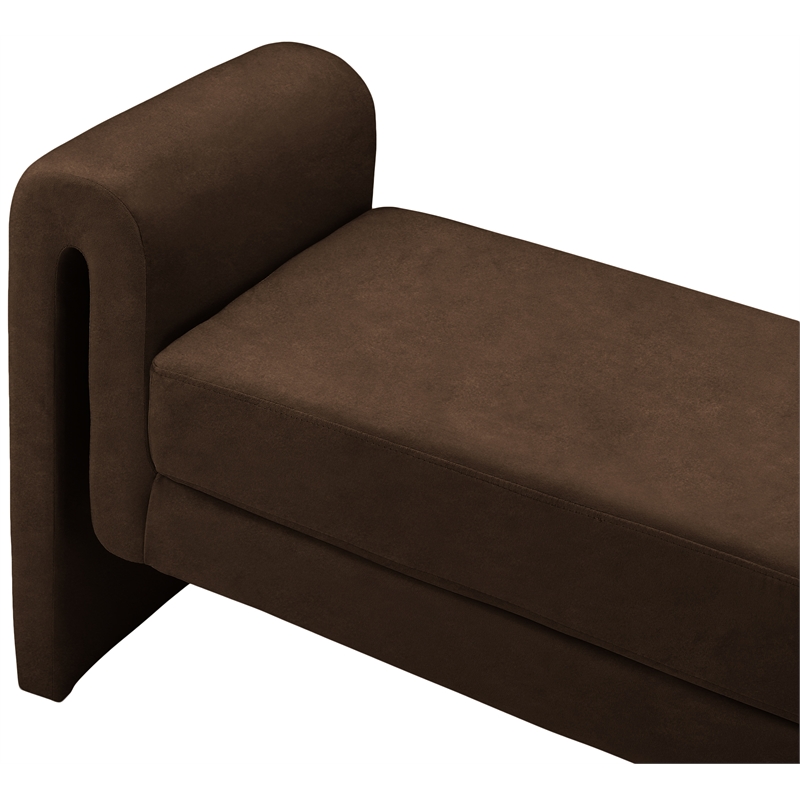 Pemberly Row Contemporary Transitional Brown Finish Velvet Bench