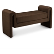 Pemberly Row Contemporary Transitional Brown Finish Velvet Bench
