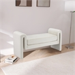 Pemberly Row Contemporary Transitional Cream Finish Velvet Bench