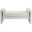 Pemberly Row Contemporary Transitional Cream Finish Velvet Bench