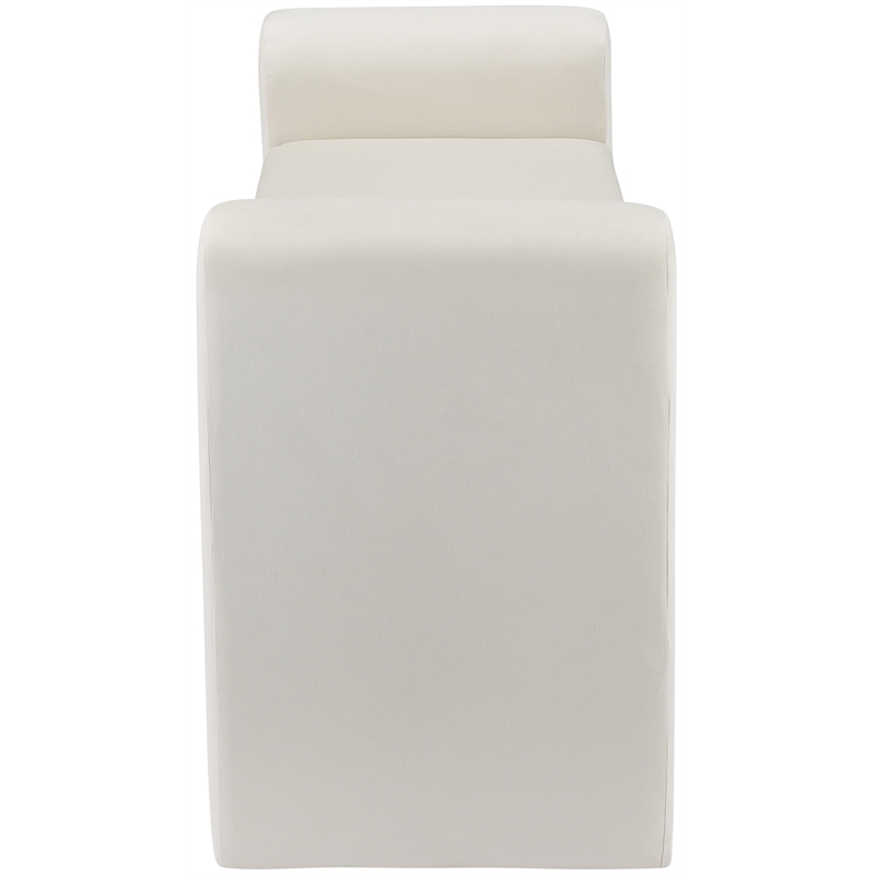 Pemberly Row Contemporary Transitional Cream Finish Velvet Bench