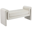 Pemberly Row Contemporary Transitional Cream Finish Velvet Bench