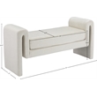 Pemberly Row Contemporary Transitional Cream Finish Velvet Bench