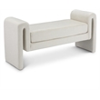 Pemberly Row Contemporary Transitional Cream Finish Velvet Bench