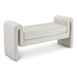Pemberly Row Contemporary Transitional Cream Finish Velvet Bench