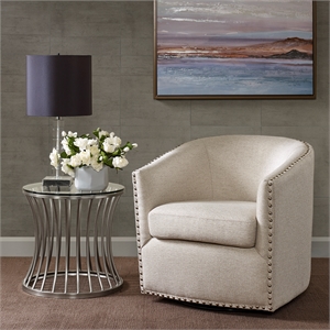 pemberly row modern / contemporary swivel chair in natural multi