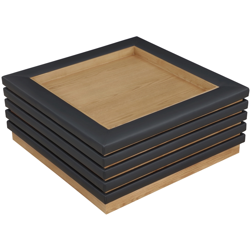 Pemberly Row Modern / Contemporary Black Vegan Leather Coffee Table