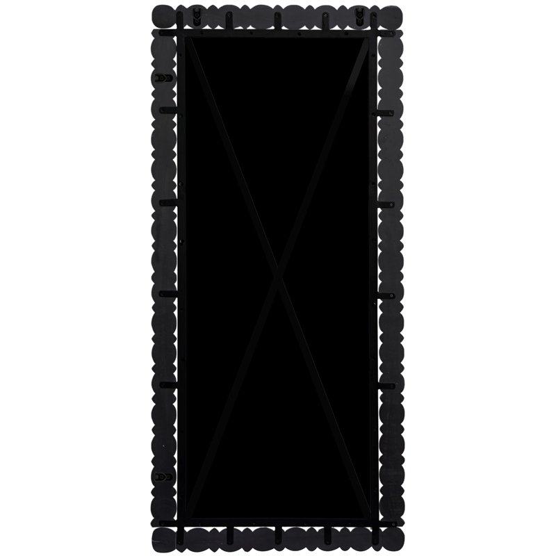 Pemberly Row Contemporary Solid Acacia Wood Black Frame Mirror