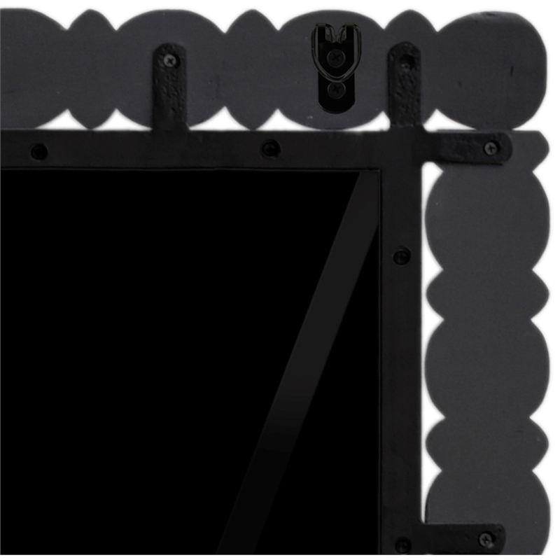 Pemberly Row Contemporary Solid Acacia Wood Black Frame Mirror
