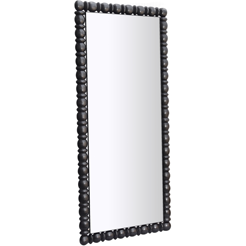 Pemberly Row Contemporary Solid Acacia Wood Black Frame Mirror
