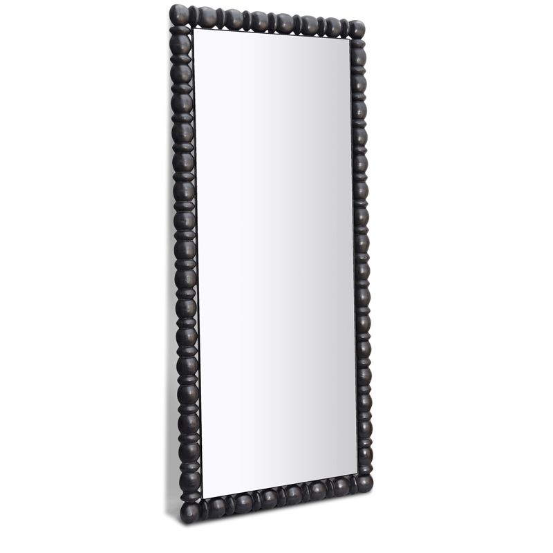 Pemberly Row Contemporary Solid Acacia Wood Black Frame Mirror