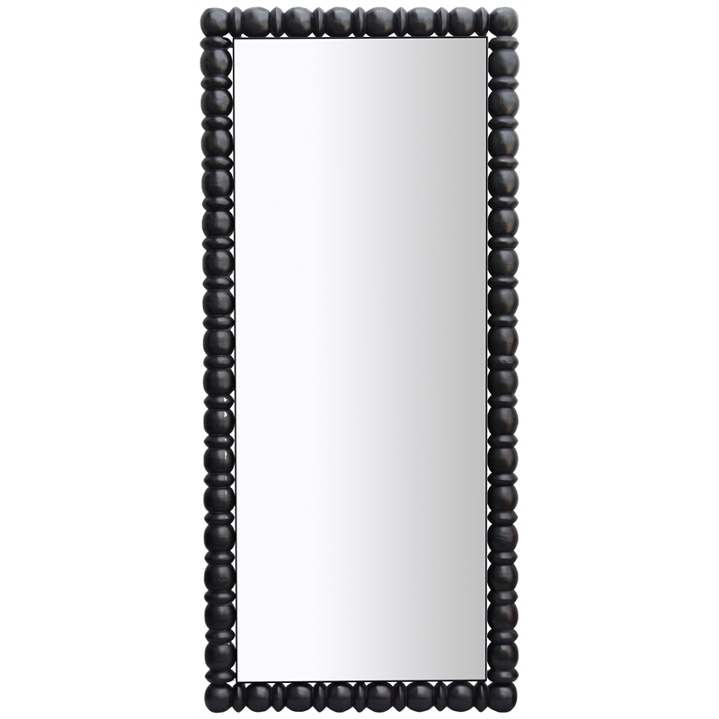 Pemberly Row Contemporary Solid Acacia Wood Black Frame Mirror