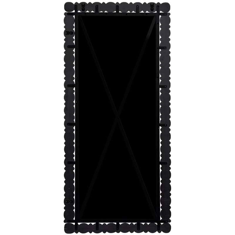 Pemberly Row Contemporary Solid Acacia Wood Black Frame Mirror