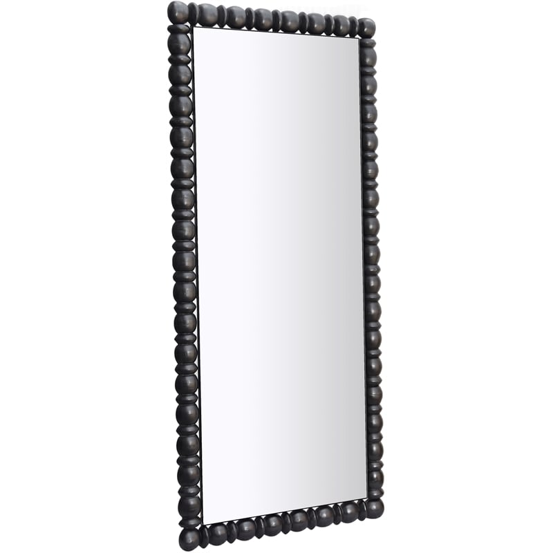 Pemberly Row Contemporary Solid Acacia Wood Black Frame Mirror