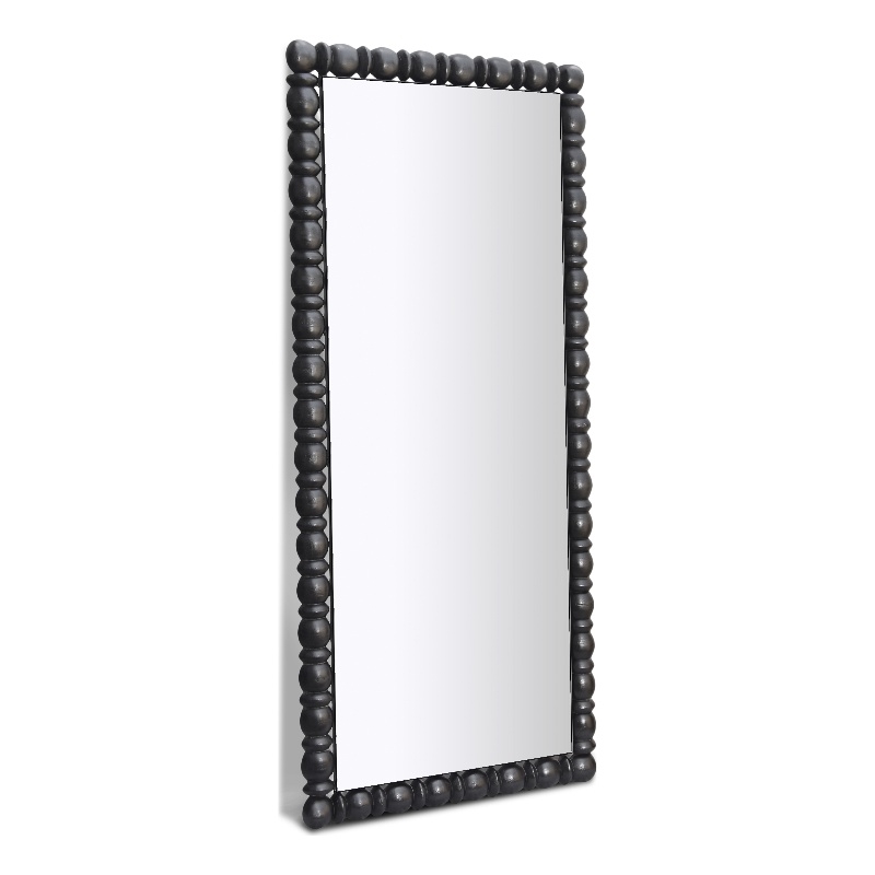 Pemberly Row Contemporary Solid Acacia Wood Black Frame Mirror