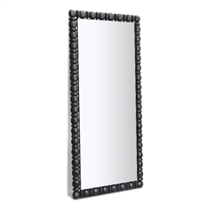 Pemberly Row Contemporary Solid Acacia Wood Black Frame Mirror