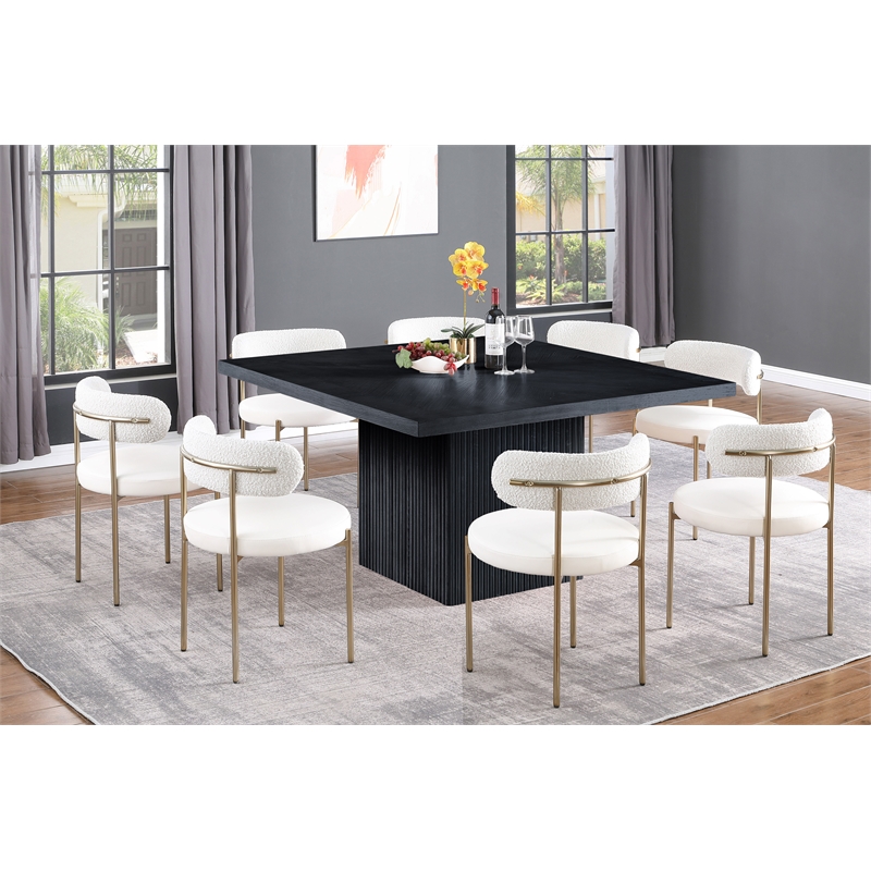 Pemberly Row Modern Square Black Oak Wood Veneer Top Dining Table