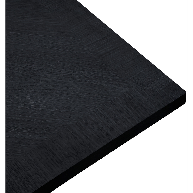 Pemberly Row Modern Square Black Oak Wood Veneer Top Dining Table