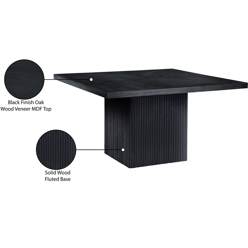 Pemberly Row Modern Square Black Oak Wood Veneer Top Dining Table