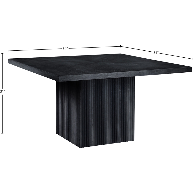 Pemberly Row Modern Square Black Oak Wood Veneer Top Dining Table