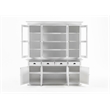 Pemberly Row Buffet Hutch Unit with 4 Glass Doors Solid Wood in White