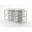 Pemberly Row Buffet Hutch Unit with 4 Glass Doors Solid Wood in White
