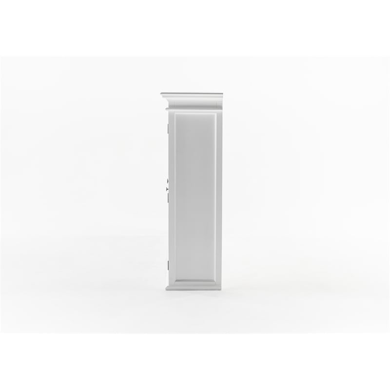 Pemberly Row Buffet Hutch Unit with 4 Glass Doors Solid Wood in White