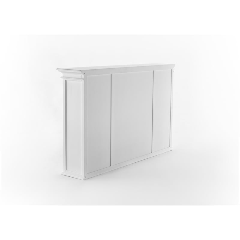 Pemberly Row Buffet Hutch Unit with 4 Glass Doors Solid Wood in White