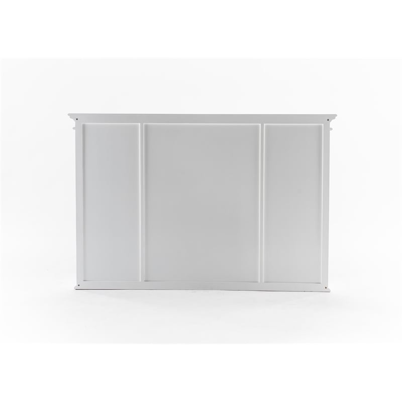 Pemberly Row Buffet Hutch Unit with 4 Glass Doors Solid Wood in White